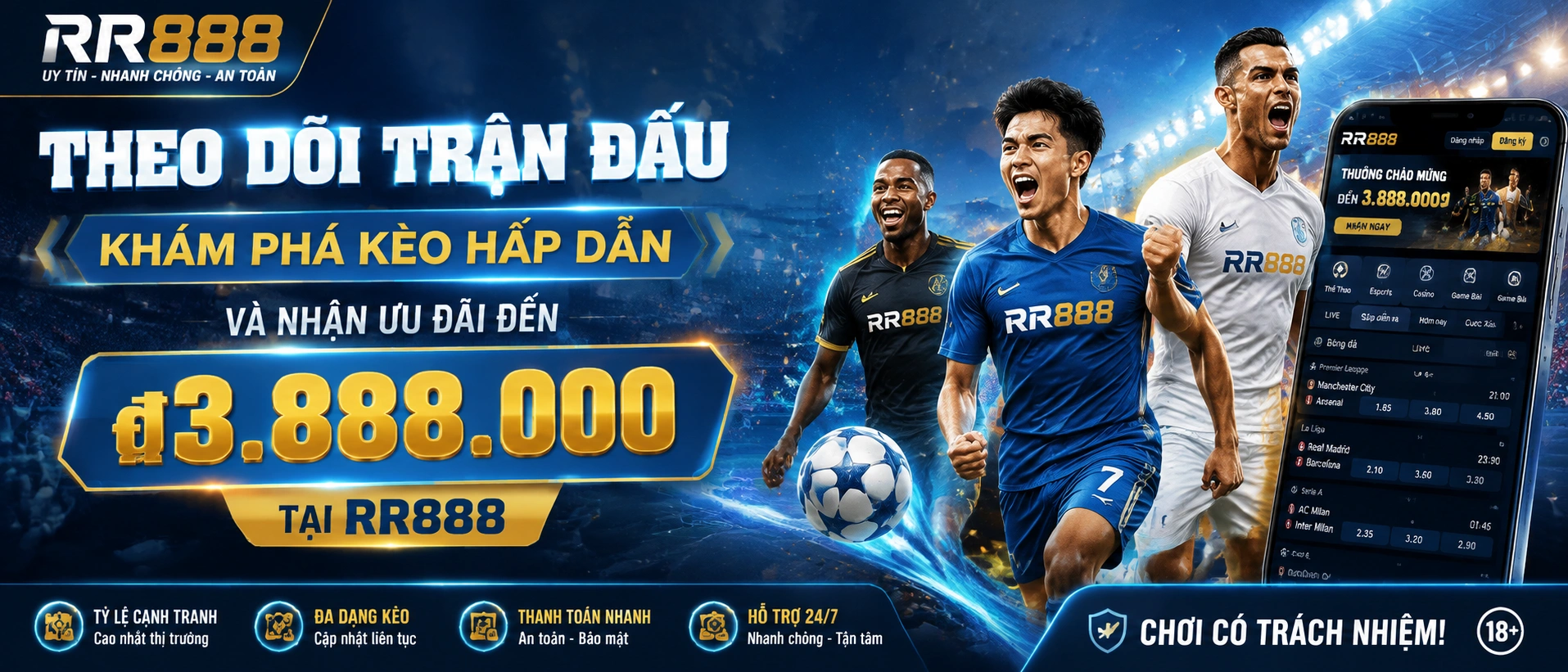 Giao diện thể thao RR888 hiển thị nhịp trận và danh mục môn thi đấu